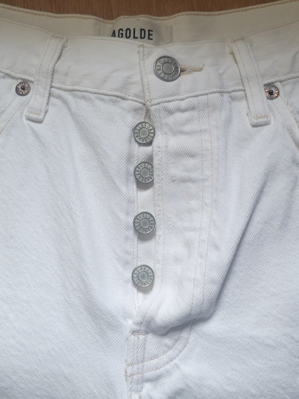 Agolde Parker Long Frayed Shorts - Pannacotta - Picture 5 of 12